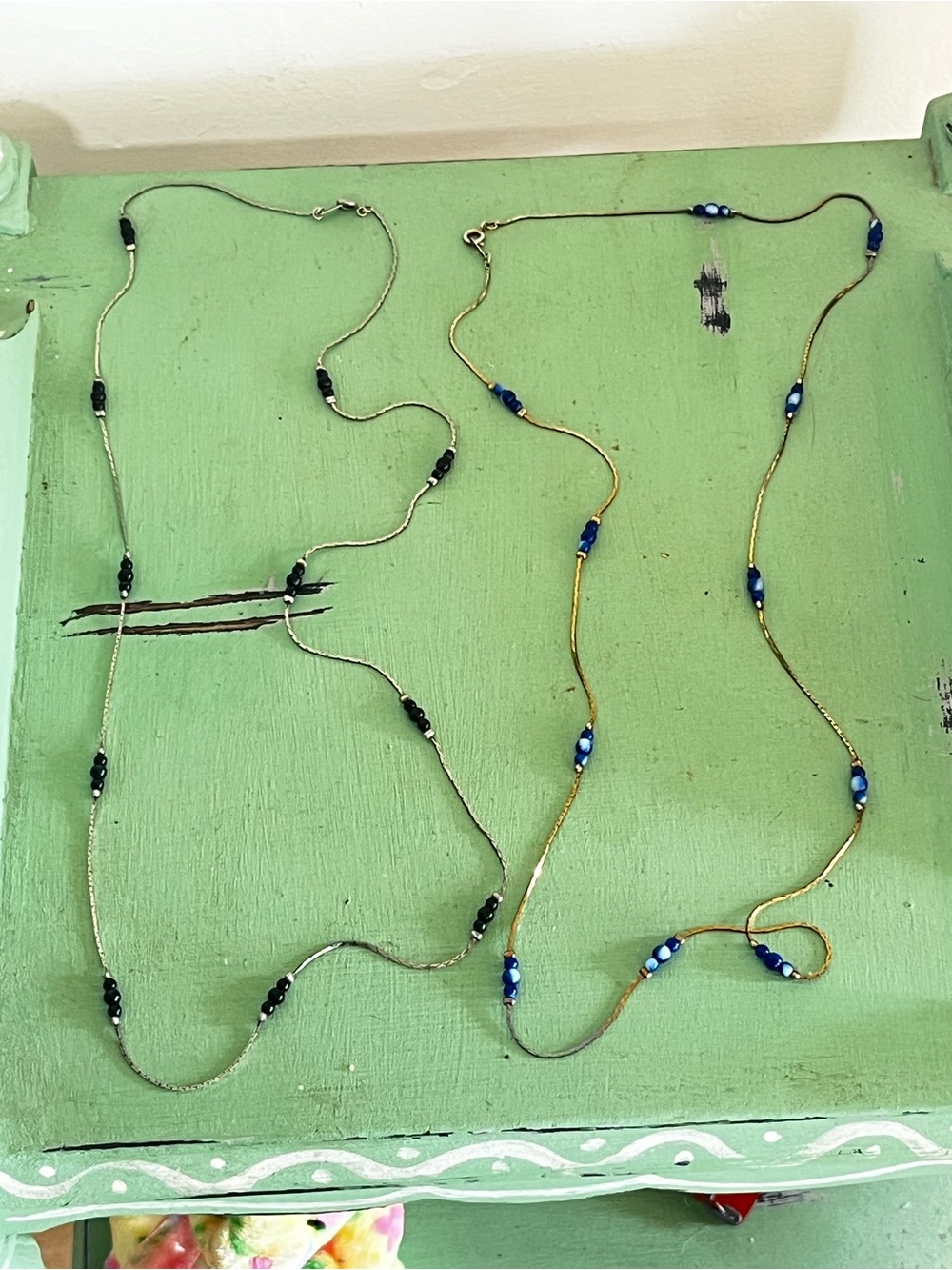 Korean Vintage Costume long beaded layering Necklaces Gold/silver